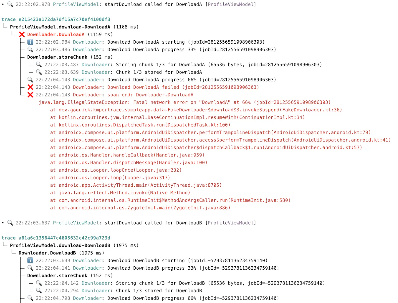 kmpertrace-cli output